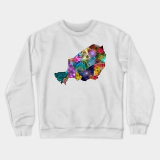 Spirograph Patterned Niger Regions Map Crewneck Sweatshirt